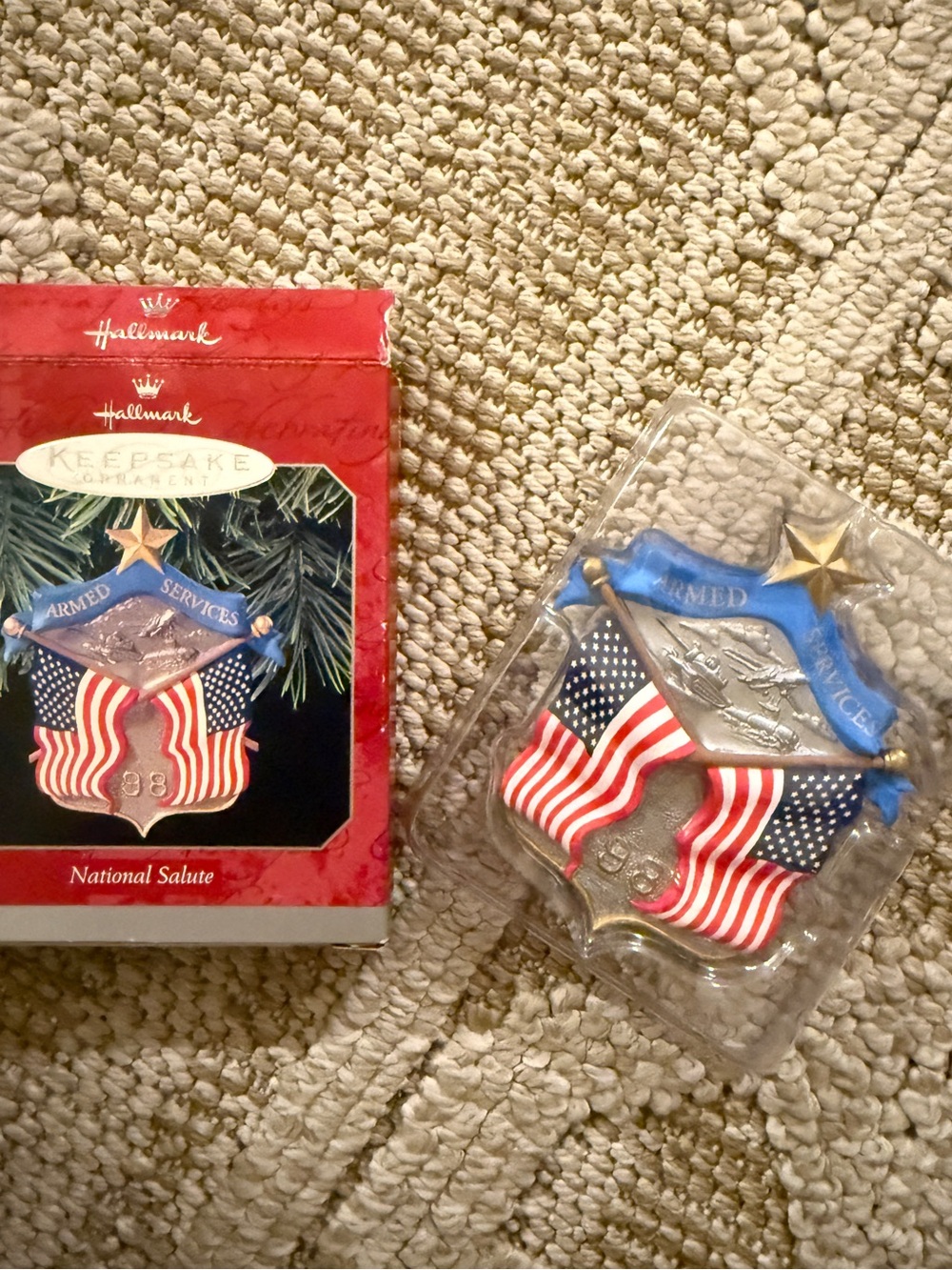 Hallmark Patriotic Armed Services Ornament - Red, Blue, Silver, Gold